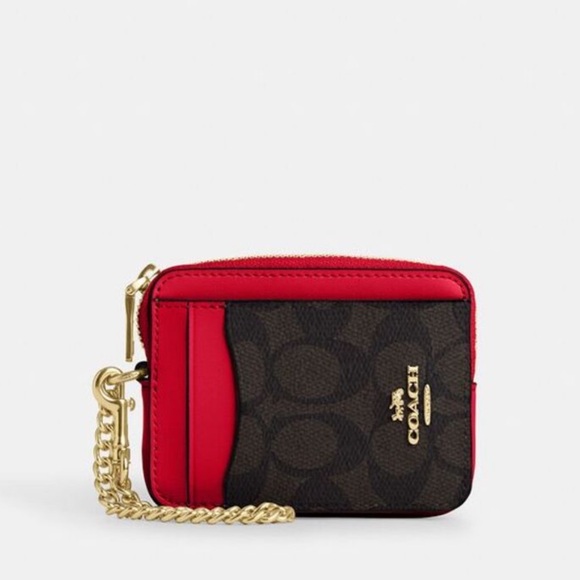 NWT Coach Zip Card Case In Signature Canvas - Picture 3 of 7